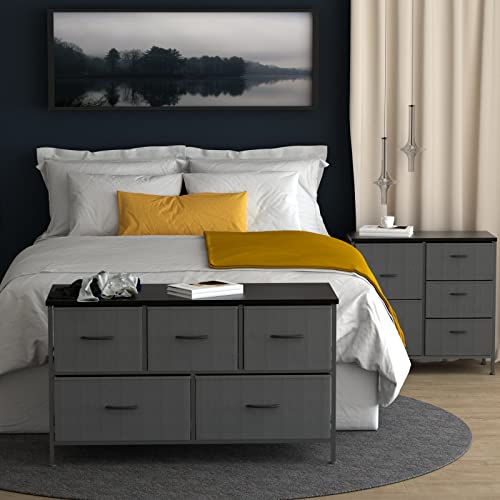 ALLZONE Dresser for Bedroom,Storage Chest Organizer, 5 Fabric Drawers Furniture for Closet, Kids Toy Organization,Wooden Table and Metal Frame, Charocal Grey from ALLZONE