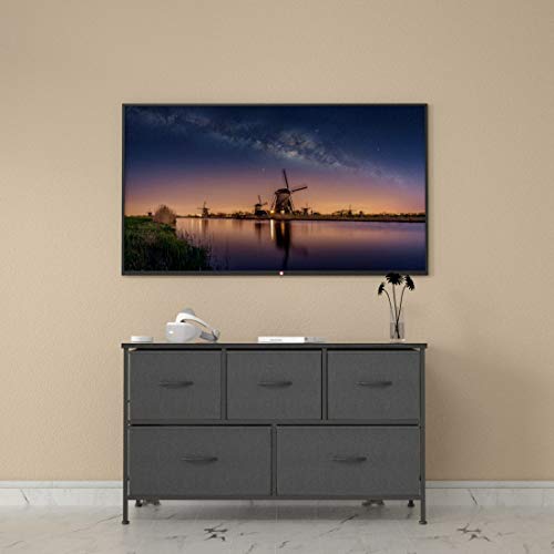 ALLZONE Dresser for Bedroom,Storage Chest Organizer, 5 Fabric Drawers Furniture for Closet, Kids Toy Organization,Wooden Table and Metal Frame, Charocal Grey from ALLZONE