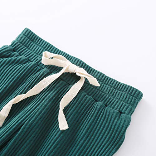 Newborn Baby Boy Girl Clothes Ribbed Knitted Cotton Long Sleeve Romper Long Pants Solid Color Fall Winter Outfits (A- Green, 0-3 Months) from MA&BABY