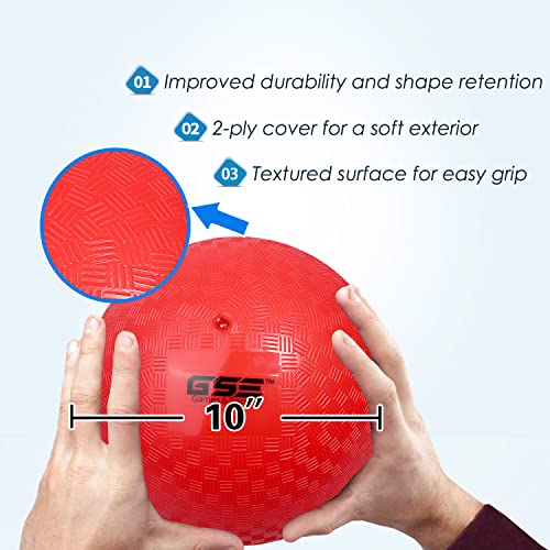 GSE Playground Balls, Premium Kickball Dodgeball Handball for Kids and Adults, Dodgeball Kick Balls Handball for Indoor & Outdoor Camps, Picnic and Schoolyard Games(Red, 10-Inch) from GSE Games & Sports Expert