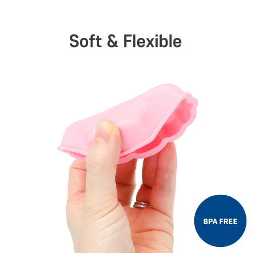 BLUE GINKGO Silicone Beach Toys - Beach Accessories for Kids - Travel Beach Bag, Sand Toy Molds, Shovel and Bucket Set - Baby Bath Water Play Toys, Toddler Outdoor Pool Summer Playset - 7pc (Pink) by BLUE GINKGO