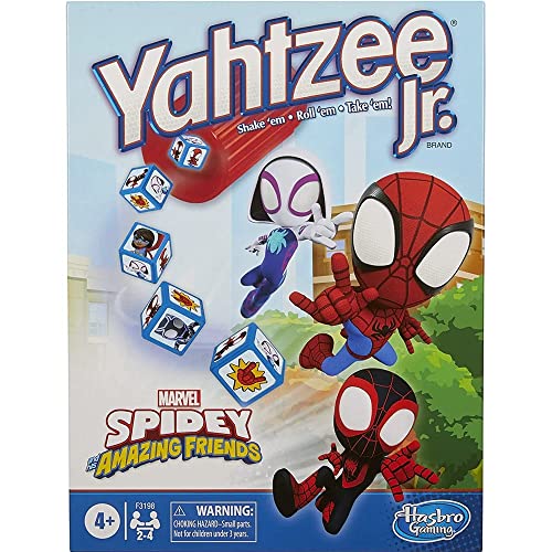 Spidey and His Amazing Friends Yahtzee Jr. Marvel Edition Board Game for Kids Ages 4 and Up, Counting and Matching Game for Preschoolers (Amazon Exclusive) from Hasbro