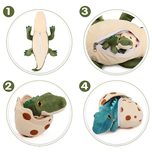 Karister 23.6" Alligator Mommy Stuffed Animal with 3 Baby Alligator Eggs Inside Its Zippered Belly.Stuffed Crocodile Plush Pillow Gifts for Kids Aged 3,4,5,6,7,8yr olds on Birthday or Christmas from Karister