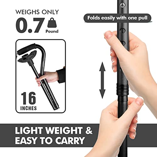 GPTCAMP Walking Cane for Women and Men, Lightweight and Sturdy Offset Walking Stick, Large Quad Base Canes for Seniors, Walking Crutches for People with Leg Injuries(Black) from GPTCAMP