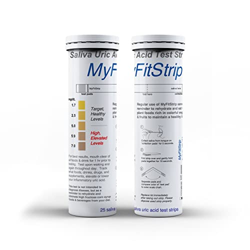 Uric Acid Test Strips - Track What Foods and Dietary Supplements Elevate and Lower inflammatory Uric Acid. Check with MyFitStrip, Packet of 10 Saliva Test Strips from Berkeley Fit/MyFitStrip