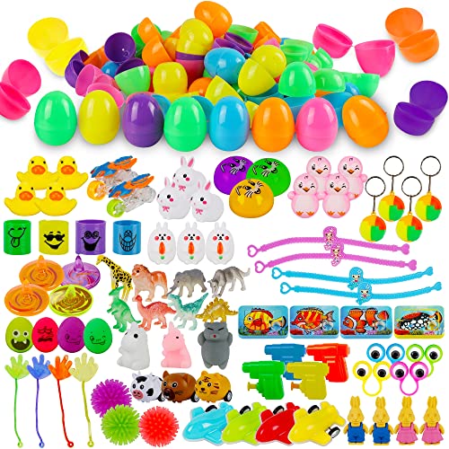 Lulu Home 80 Packs Easter Eggs with Novelty Toys, Surprise Eggs with Toys Inside for Easter Egg Hunt, Easter Basket Filler Stuffers, Kids Game Set Birthday Gifts, Party Favors, NOT Prefill from Lulu Home Inc