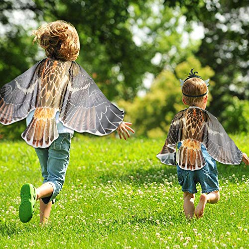 D.Q.Z Kids Bird Wings Dress Up Costume for Boys Girls with Bird Mask Eagle Owl Pretend Play Halloween Party Favors (Gray) by D.Q.Z