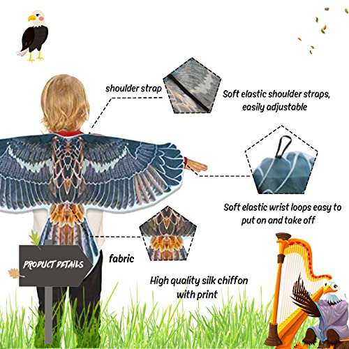 D.Q.Z Kids Bird Wings Dress Up Costume for Boys Girls with Bird Mask Eagle Owl Pretend Play Halloween Party Favors (Gray) by D.Q.Z
