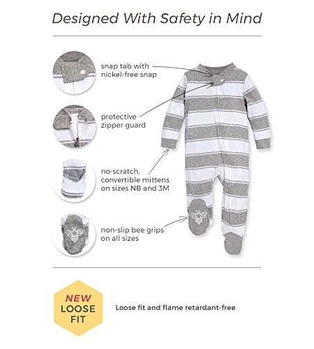 Burt's Bees Baby baby girls & Play, Organic One-piece Romper-jumpsuit Pj, Zip Front Footed Pajama and Toddler Sleepers, Moonlight Clouds, 0-3 Months US from Burt's Bees Baby