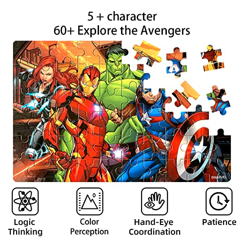 NEILDEN Disney Avengers Puzzles in a Metal Box 60 Piece for Ages 4-8 Superhero Jigsaw Puzzles Girls and Boys Great Gifts for Children(The Avengers) from NEILDEN