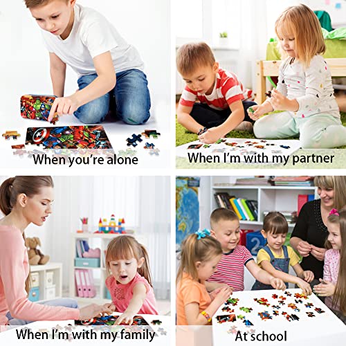 NEILDEN Disney Avengers Puzzles in a Metal Box 60 Piece for Ages 4-8 Superhero Jigsaw Puzzles Girls and Boys Great Gifts for Children(The Avengers) from NEILDEN