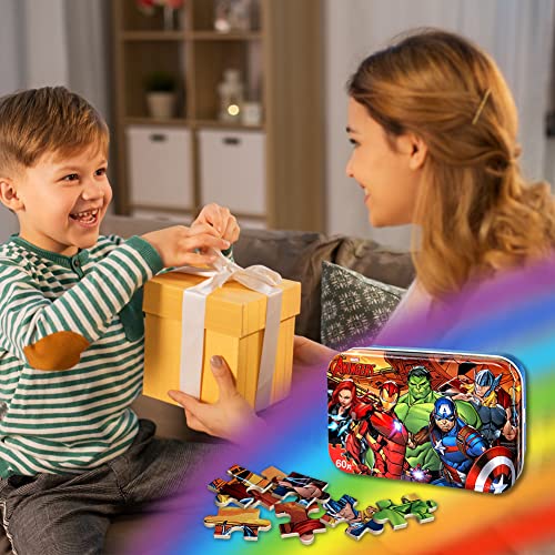 NEILDEN Disney Avengers Puzzles in a Metal Box 60 Piece for Ages 4-8 Superhero Jigsaw Puzzles Girls and Boys Great Gifts for Children(The Avengers) from NEILDEN