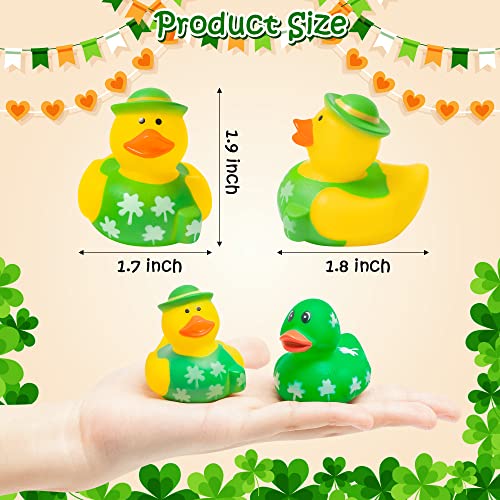 Haooryx 20Pcs St. Patrick's Day Rubber Duck Toys Novelty Squeeze Shamrock Duck Decor for Irish St. Patrick's Day Easter Day Party Favor Goodies Bag Fillers Kids Birthday School Prizes by Haooryx