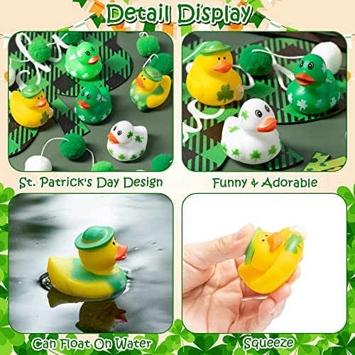 Haooryx 20Pcs St. Patrick's Day Rubber Duck Toys Novelty Squeeze Shamrock Duck Decor for Irish St. Patrick's Day Easter Day Party Favor Goodies Bag Fillers Kids Birthday School Prizes by Haooryx