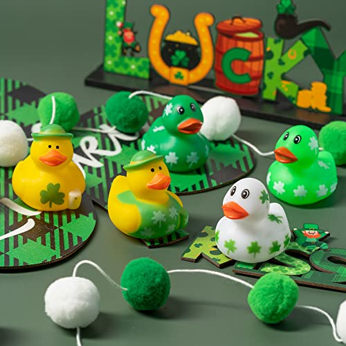 Haooryx 20Pcs St. Patrick's Day Rubber Duck Toys Novelty Squeeze Shamrock Duck Decor for Irish St. Patrick's Day Easter Day Party Favor Goodies Bag Fillers Kids Birthday School Prizes by Haooryx