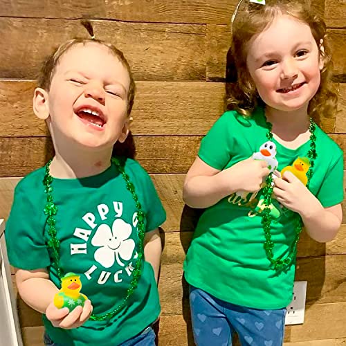 Haooryx 20Pcs St. Patrick's Day Rubber Duck Toys Novelty Squeeze Shamrock Duck Decor for Irish St. Patrick's Day Easter Day Party Favor Goodies Bag Fillers Kids Birthday School Prizes by Haooryx