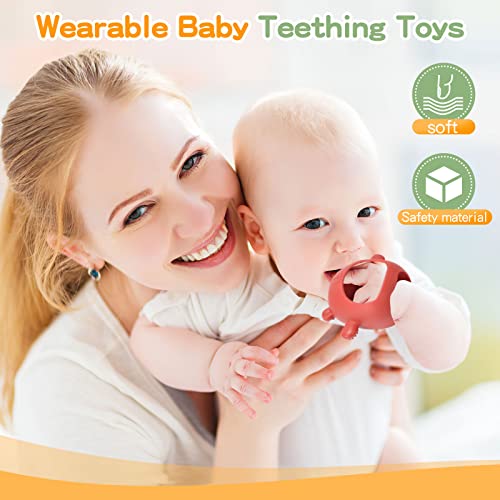 Silicone Teething Toys for Babies 0-6 Months - 3 Pack Never Drop Bear Buddy Hand Teether Mitten for Toddlers 6-12 Months, Mushroom Infant Chew Toy for Teething Relief - Dishwasher & Freezer Safe from Tameler