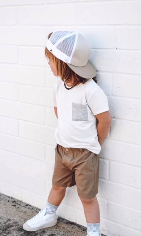 Infant Toddler Baby Boy Clothes Set Short Sleeve Color Block T-Shirt Solid Rolled 2pcs Shorts Set Summer Outfit (A White, 18-24 Months) by MA&BABY