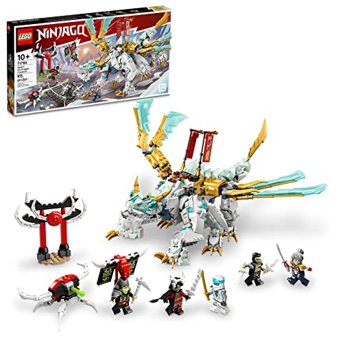 LEGO NINJAGO Zaneâs Ice Dragon Creature 71786, 2in1 Dragon Toy to Action Figure Warrior, Model Building Kit, Construction Set for Kids with 5 Minifigures by LEGO