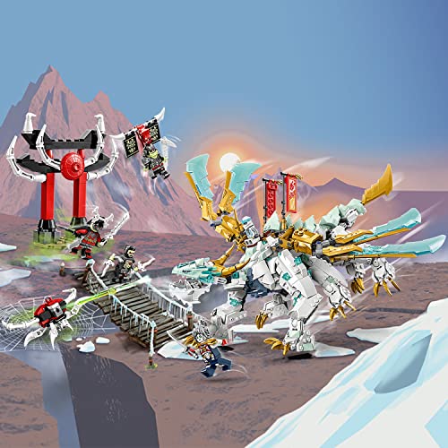 LEGO NINJAGO Zaneâs Ice Dragon Creature 71786, 2in1 Dragon Toy to Action Figure Warrior, Model Building Kit, Construction Set for Kids with 5 Minifigures by LEGO