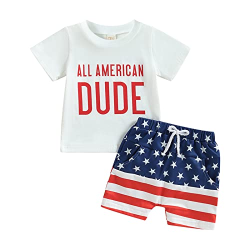 4th of July Baby Boy Outfit Toddler USA Short Sleeve T-Shirt Top Shorts Independence Day Summer Clothes by Shvaility