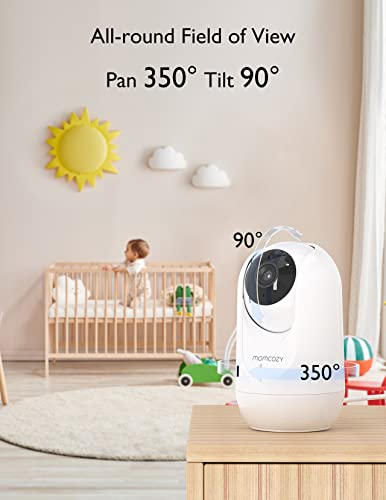 Momcozy Baby Monitor with 2 Cameras 5â 1080P Split Screen Video Baby Monitor with Camera and Audio no WiFi for Baby Safety 5000mAh Battery Infrared Night Vision 2-Way Audio 960ft Range Ideal Gift by Momcozy