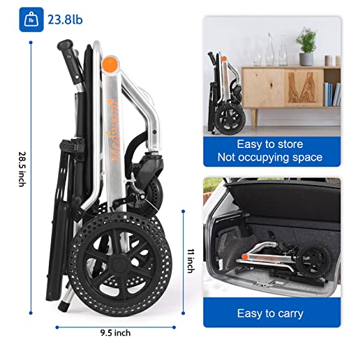 Medwarm Lightweight Wheelchairs with Handbrake, Compact Wheelchair, Ultralight Folding Travel Wheelchair for Adults, 11" Rear Wheels, Sliver (Seat Width:17.75") by Medwarm