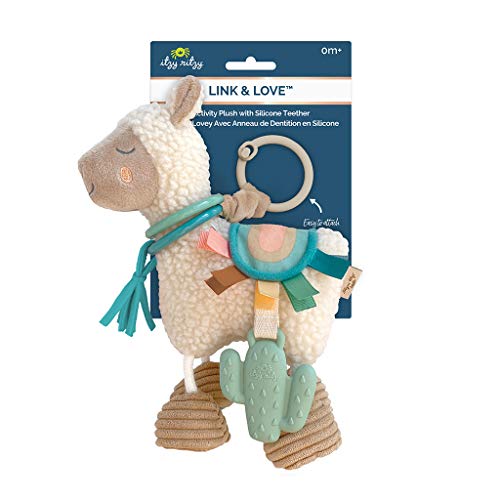 Itzy Ritzy Link & Love Toy for Stroller, Car Seat or Activity Gym, Features Textured Ribbons, Crinkle Sounds, Clinking Rings & Silicone Teether, Llama from AmazonUs/ITZAD
