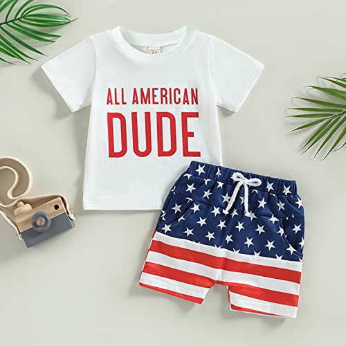 4th of July Baby Boy Outfit Toddler USA Short Sleeve T-Shirt Top Shorts Independence Day Summer Clothes by Shvaility