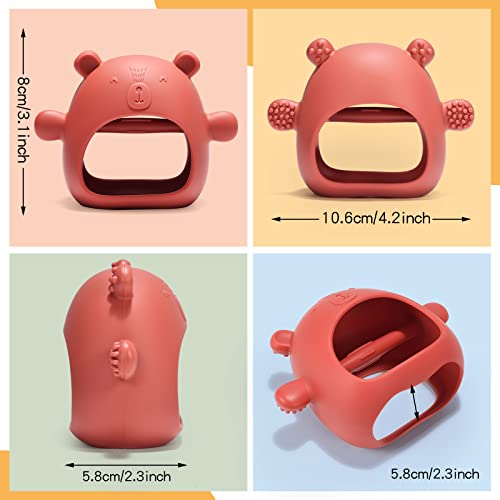 Silicone Teething Toys for Babies 0-6 Months - 3 Pack Never Drop Bear Buddy Hand Teether Mitten for Toddlers 6-12 Months, Mushroom Infant Chew Toy for Teething Relief - Dishwasher & Freezer Safe from Tameler