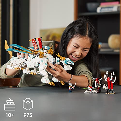 LEGO NINJAGO Zaneâs Ice Dragon Creature 71786, 2in1 Dragon Toy to Action Figure Warrior, Model Building Kit, Construction Set for Kids with 5 Minifigures by LEGO