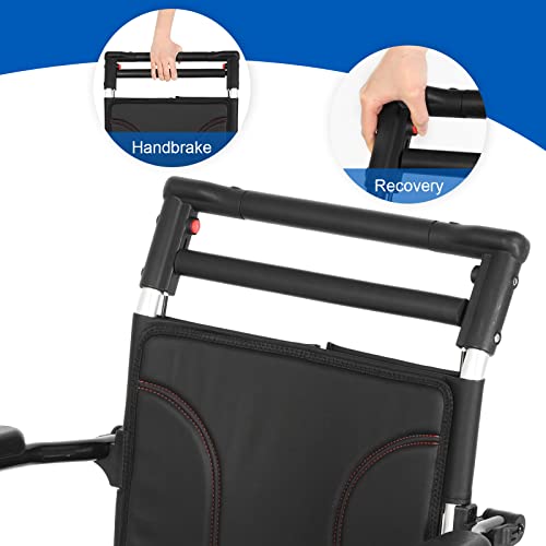 Medwarm Lightweight Wheelchairs with Handbrake, Compact Wheelchair, Ultralight Folding Travel Wheelchair for Adults, 11" Rear Wheels, Sliver (Seat Width:17.75") by Medwarm