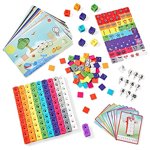 hand2mind MathLink Cubes Numberblocks 1-10 Activity Set, 30 Preschool Learning Activities, Building Blocks for Toddlers 3-5, Counting Blocks, Linking Cubes, Math Counters for Kids, Educational Toys from hand2mind