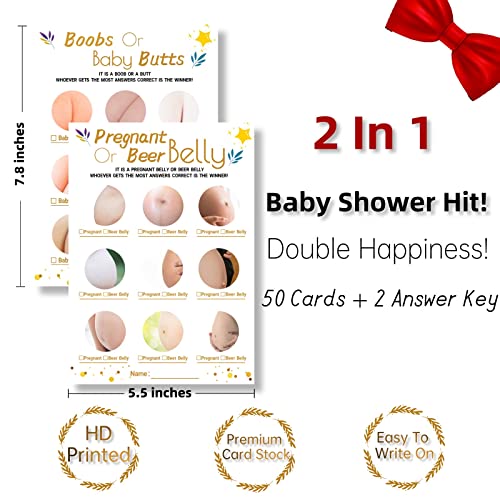 50 Baby Shower Game Cards - 2 in 1 Baby Shower Games Gender Neutral for Girls, Boy, Men, Women, Gender Reveal Party, Baby Shower Games Funny Party from Rosmavi