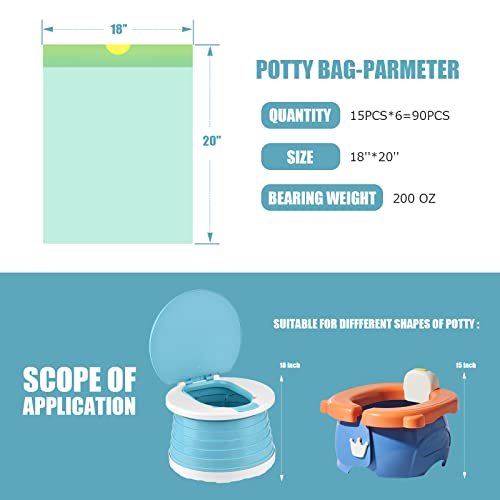 Portable Travel Potty Chair Liners Bags Universal with Drawstring For Toddler Potty Training Toilet Seat Disposable Cleaning Bag For Kids Toddler Adults Pet Outdoors-90 PCS(18*20INCH) from VISATOR