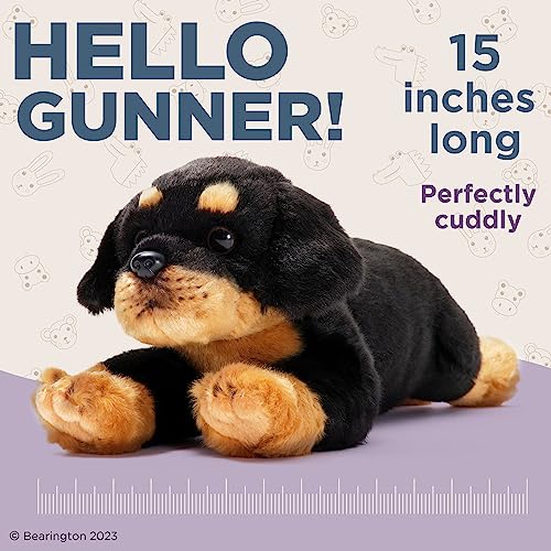Bearington Gunner Rottweiler Plush Stuffed Animal Puppy Dog, 15 inch from Bearington Collection