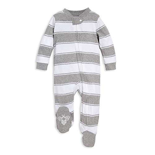 Burt's Bees Baby baby girls Play Pjs, 100% Organic Cotton One-piece Romper Jumpsuit Zip Front Pajamas and Toddler Sleepers, Heather Grey Stripes, 9 Months US from Burt's Bees Baby
