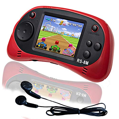 EASEGMER 16 Bit Kids Handheld Games Built-in 200 HD Video Games, 2.5 Inch Portable Game Player with Headphones - Best Travel Electronic Toys Gifts for Toddlers Age 3-10 Years Old Children (Red) by EASEGMER