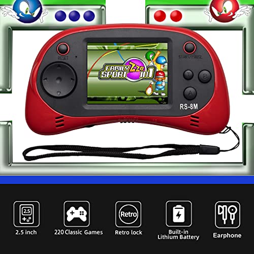 EASEGMER 16 Bit Kids Handheld Games Built-in 200 HD Video Games, 2.5 Inch Portable Game Player with Headphones - Best Travel Electronic Toys Gifts for Toddlers Age 3-10 Years Old Children (Red) by EASEGMER