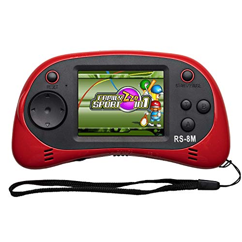EASEGMER 16 Bit Kids Handheld Games Built-in 200 HD Video Games, 2.5 Inch Portable Game Player with Headphones - Best Travel Electronic Toys Gifts for Toddlers Age 3-10 Years Old Children (Red) by EASEGMER