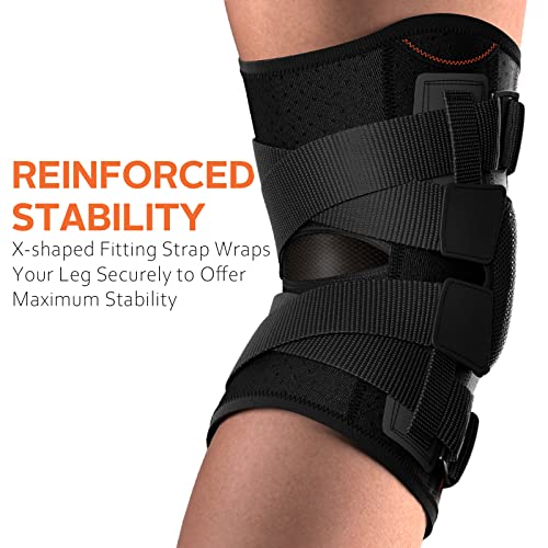 Omples Hinged Knee Brace for Knee Pain Knee Braces for Meniscus Tear Knee Support with Side Stabilizers for Men and Women Patella Knee Brace for Arthritis Pain Running Working Out Black (Large) from San Jue Dai Ye