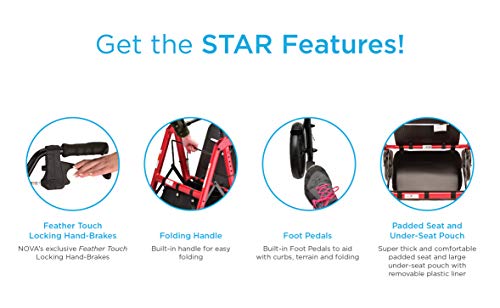 NOVA Star Heavy Duty Bariatric Rollator Walker with Extra Wide Padded Seat, 8â Wheels, Fold Lock Feature, Rolling Walker with Adjustable Seat Height & 450 lbs. Weight Capacity, Standard Size, Purple from AmazonUs/NOHT9