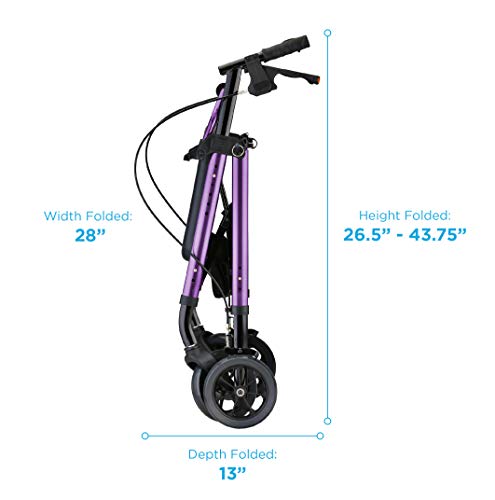 NOVA Star Heavy Duty Bariatric Rollator Walker with Extra Wide Padded Seat, 8â Wheels, Fold Lock Feature, Rolling Walker with Adjustable Seat Height & 450 lbs. Weight Capacity, Standard Size, Purple from AmazonUs/NOHT9