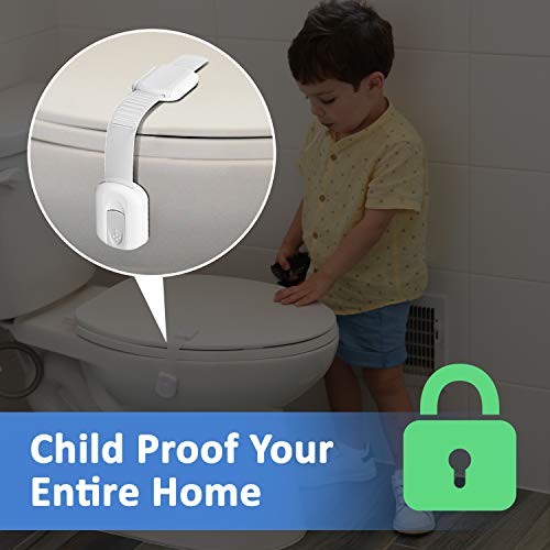 Child Safety Strap Locks (4 Pack) for Fridge, Cabinets, Drawers, Dishwasher, Toilet, 3M Adhesive No Drilling - Jool Baby by Jool Baby Products