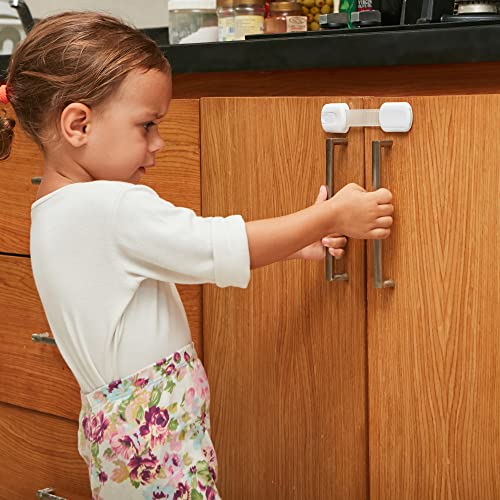 Child Safety Strap Locks (10 Pack) Baby Locks for Cabinets and Drawers, Toilet, Fridge & More. 3M Adhesive Pads. Easy Installation, No Drilling Required, White by Wappa
