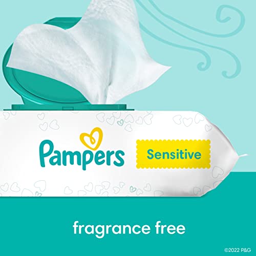 Baby Wipes, Pampers Sensitive Water Based Baby Diaper Wipes, Hypoallergenic and Unscented, 8 Pop-Top Packs with 4 Refill Packs for Dispenser Tub, 864 Total Wipes (Packaging May Vary) from Procter & Gamble