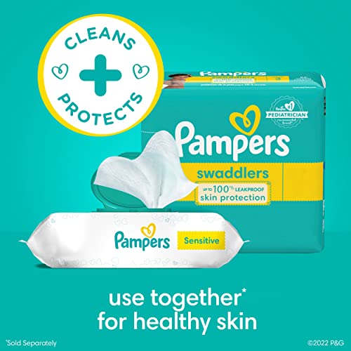 Baby Wipes, Pampers Sensitive Water Based Baby Diaper Wipes, Hypoallergenic and Unscented, 8 Pop-Top Packs with 4 Refill Packs for Dispenser Tub, 864 Total Wipes (Packaging May Vary) from Procter & Gamble