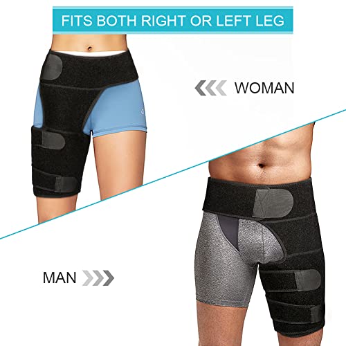 Hip Brace, Thigh Support with Lumber Belt Sciatica Relief Wrap Groin Support, Adjustable Hamstring Compression Sleeve for Pulled Injury Strain Tendonitis and Recovery, Fits Men Women from Yosoo Health Gear