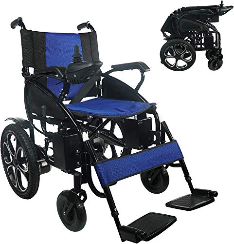 Culver All Terrain Heavy Duty Powerful Dual Motor Foldable Electric Wheelchair Motorized Power Wheelchairs Silla de Ruedas Electrica para Adultos. Supports up to 300 lbs - Weight 99 lbs (Blue) by SHENZHEN CHITADO TECHNOLOGY CO LTD