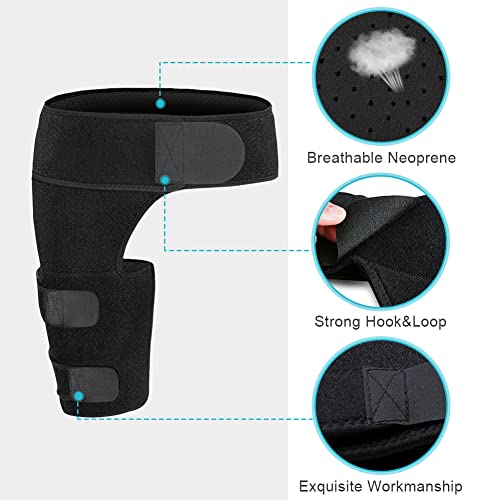 Hip Brace, Thigh Support with Lumber Belt Sciatica Relief Wrap Groin Support, Adjustable Hamstring Compression Sleeve for Pulled Injury Strain Tendonitis and Recovery, Fits Men Women from Yosoo Health Gear